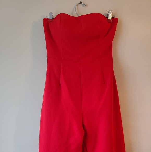Lan Ting bride red  jumpsuit women's sz.XS Strapless - Picture 2 of 9